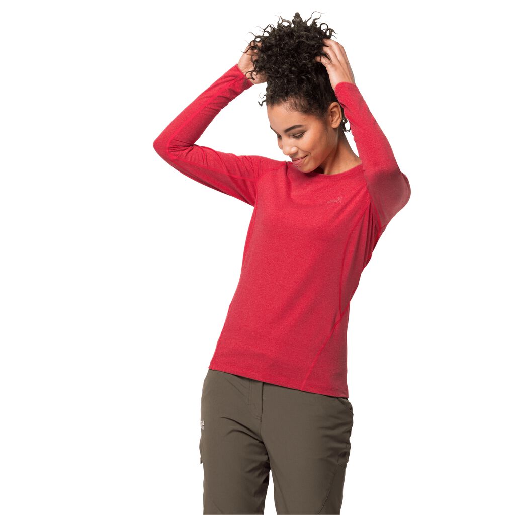 Jack Wolfskin SKY FLEX LONGSLEEVE Haut Femme Rouge - QZACOST-06